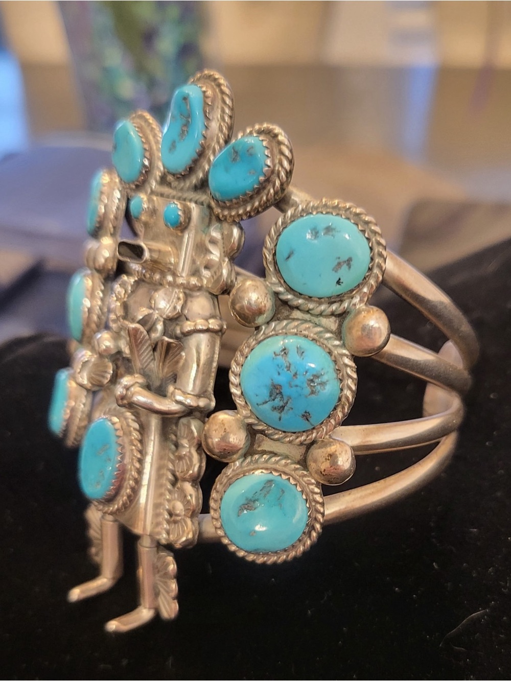 Signed/Sterling Authentic Turquoise Kachina Cuff